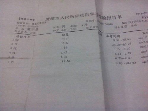 弋阳县港口镇村民提供的儿童血铅检测结果 弋阳县港口镇村民提供的儿童血铅检测结果