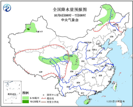6日08时至7日08时天气预报图 6日08时至7日08时天气预报图