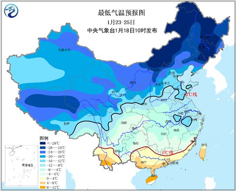 1月21-25日，华北、江南及云南等地局地降温幅度可达10-14℃。